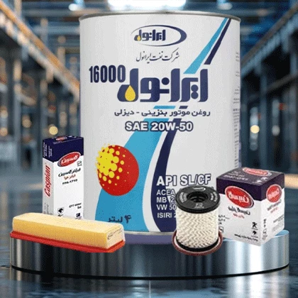 پکیج اقتصادی خودرو پژو207 TU3 ، روغن موتورحجم 4 لیتری ایرانول 16000  20W50-به همراه فیلترهای کاسپین-شماره چهار