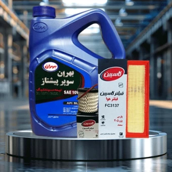 پکیج اقتصادی خودرو پژو 405 SLX، با روغن موتور 4 لیتری بهران سوپر پیشتاز  10W40، به همراه فیلتر کاسپین-شماره یک