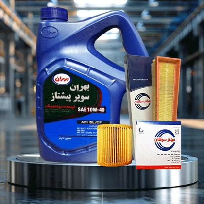 پکیج اقتصادی خودرو پژو 405 SLX، با روغن موتور 4 لیتری بهران سوپر پیشتاز  10W40، به همراه فیلتر سرکان-شماره دو